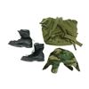 Image 2 : CANADIAN / U.S. MILITARY COMBAT BOOTS, HELMET COVER, ETC. LOT