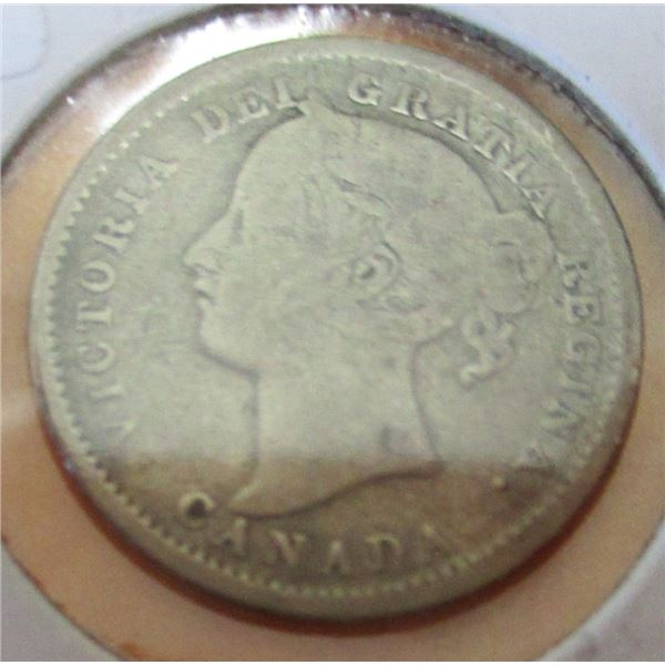 1898 VG VICTORIAN CANADA SILVER TEN CENT COIN