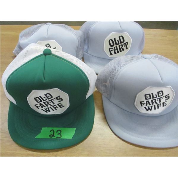 SHELF PULLS (AS IS):  4 "OLD FART" HATS