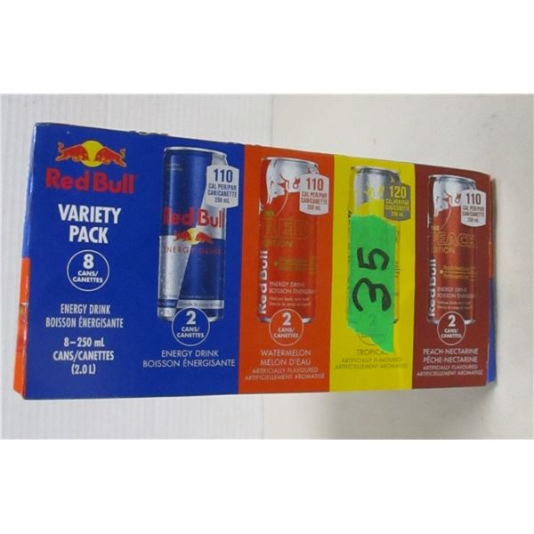 FREIGHT DAMAGE (AS IS):  RED BULL VARIETY PACK (8 CANS) - BOX