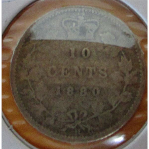 1880H CANADA VICTORIAN SILVER 10 CENT COIN