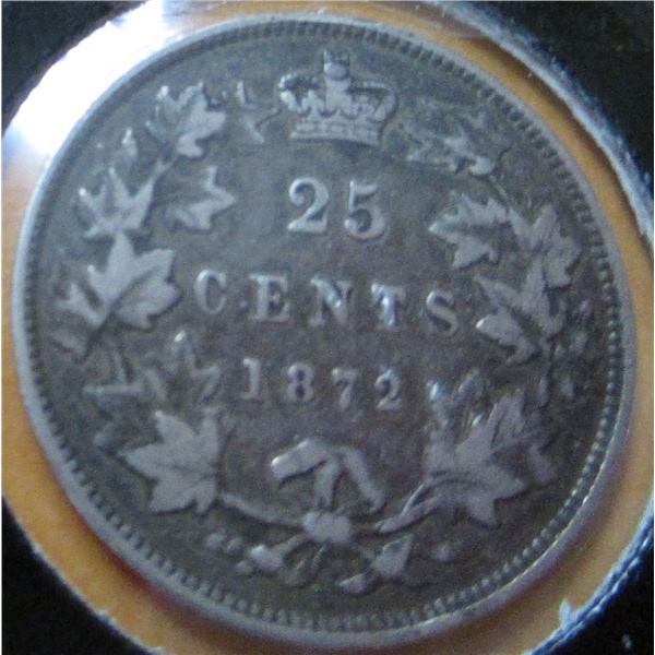 1872 H F/VF VICTORIAN CANADA QUARTER