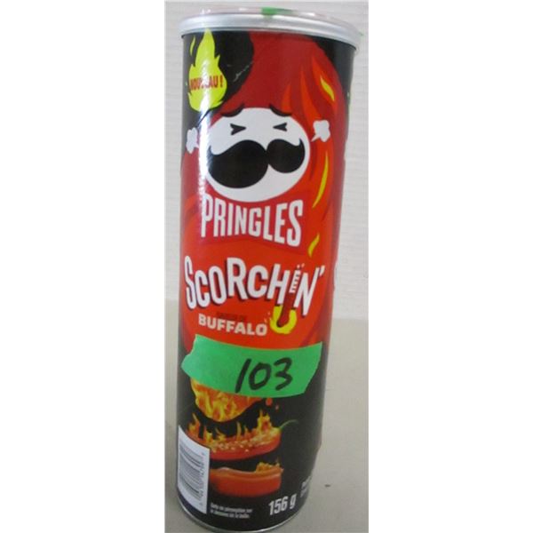 FREIGHT DAMAGE (AS IS):  PRINGLES SCORCHIN' BUFFALO CHIPS (156G) - CAN