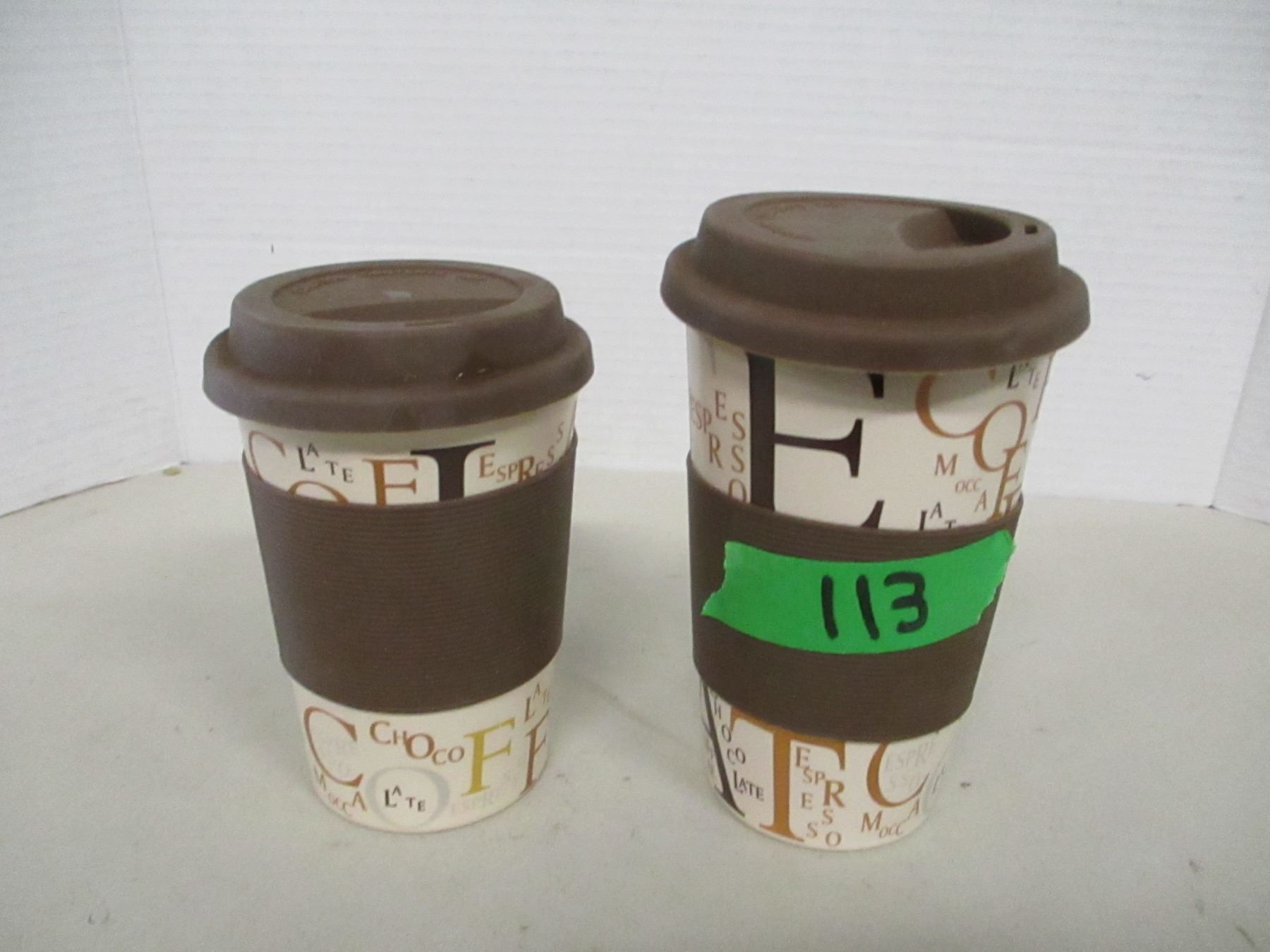 FREIGHT DAMAGE (AS IS): 2 COFFEE MUGS C/W LIDS