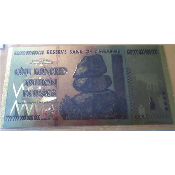 BANK OF ZIMBABWE 100 TRILLION BANK NOTE