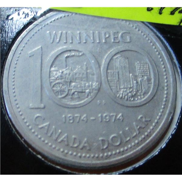 1874 - 1974 100TH ANNIVERSARY WINNIPEG DOLLAR