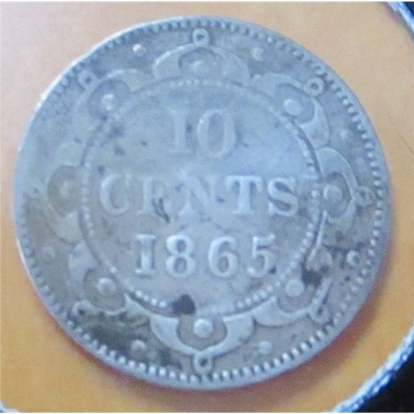 1865 VICTORIAN NEWFOUNDLAND SILVER DIME