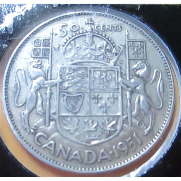 1951 CANADA KING GEORGE VI SILVER HALF DOLLAR
