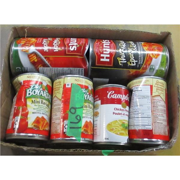 FREIGHT DAMAGE (AS IS):  FLAT C/W SPAGHETTI SAUCE, CHEF BOYARDEE, SOUP - 6 CANS