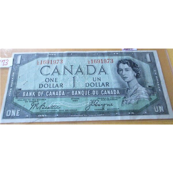 1954 DEVILS FACE CANADA $1 BILL