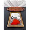 Image 1 : Decorative Wall Mirror and Wooden Plate
