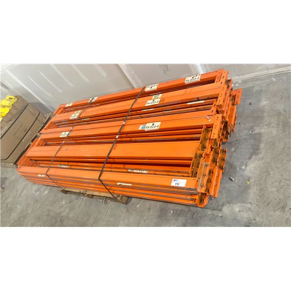 ORANGE PALLET RACKING 8' X 3" SIDE RAILS (47 PCS.)