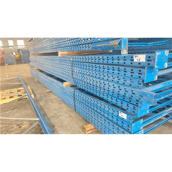 BLUE PALLET RACKING UPRIGHTS (6 PCS) - APPROX. 22'H X 44"W WITH 6" X 5" X 1/4" BASES