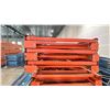 Image 2 : ORANGE PALLET RACKING UPRIGHTS (6 PCS) - APPROX.18'H X 42"W WITH 6 1/2" X 4"