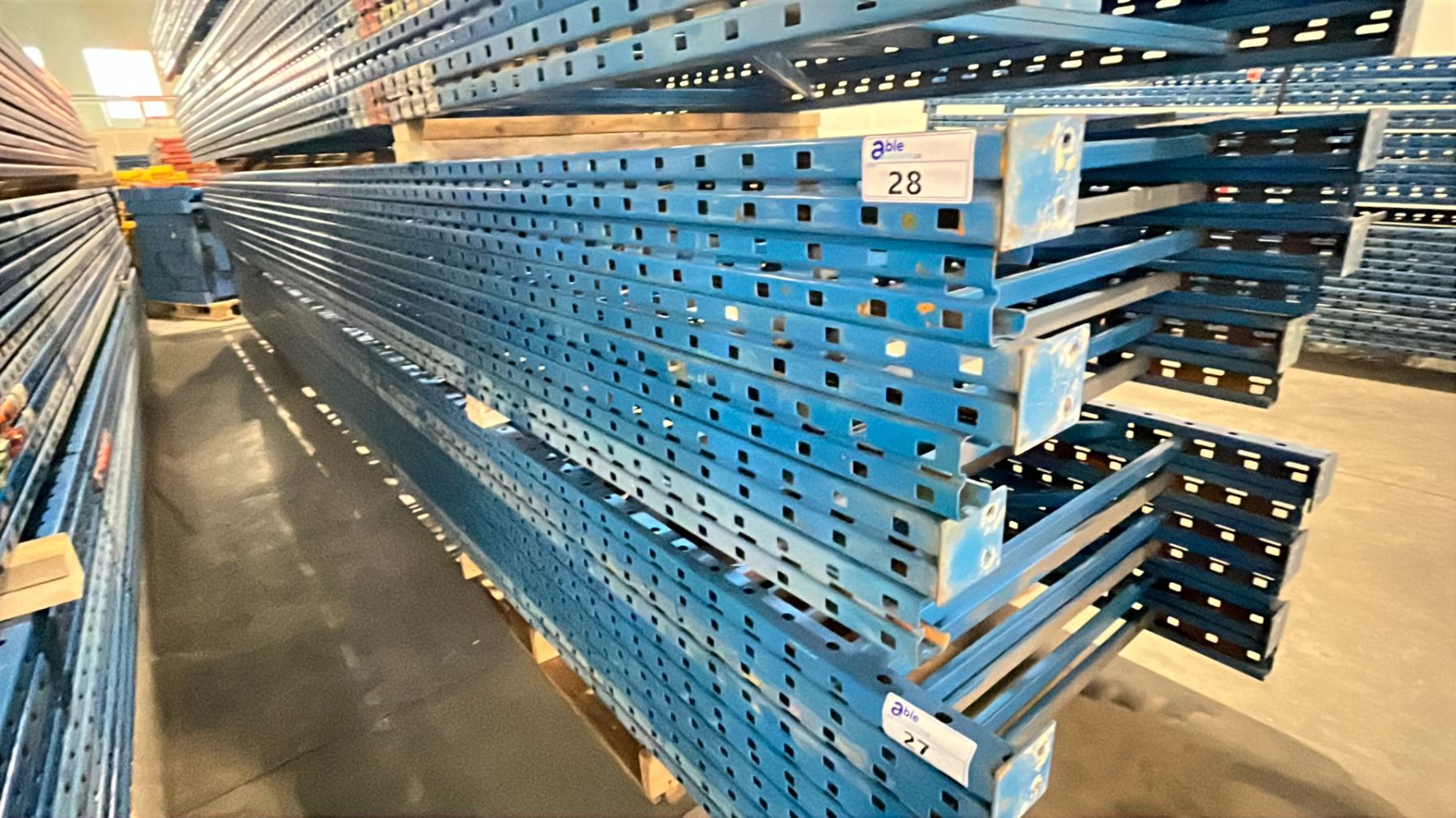 Blue Upright Racking BLUE PALLET RACKING UPRIGHTS (6 PCS.) - APPROX. 21FT WITH 4