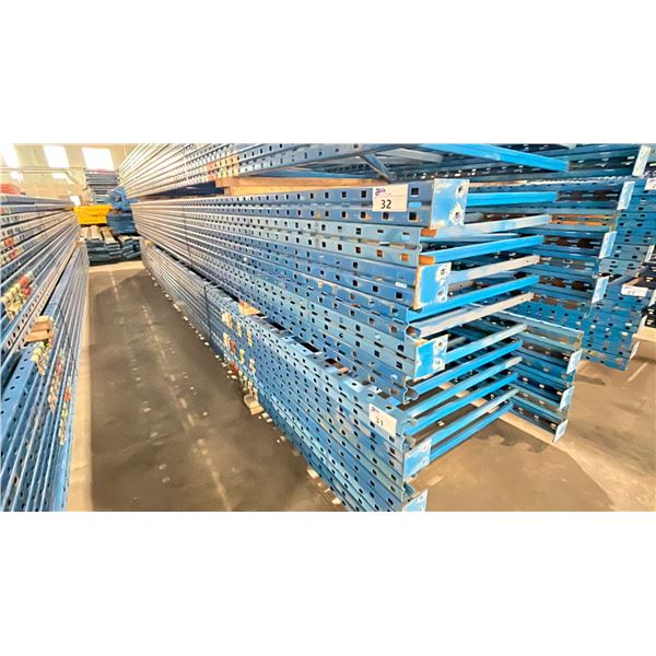 BLUE PALLET RACKING UPRIGHTS (6 PCS.) - APPROX. 21'H X 42"W WITH 4" X 3 1/2" X 1/8" BASES