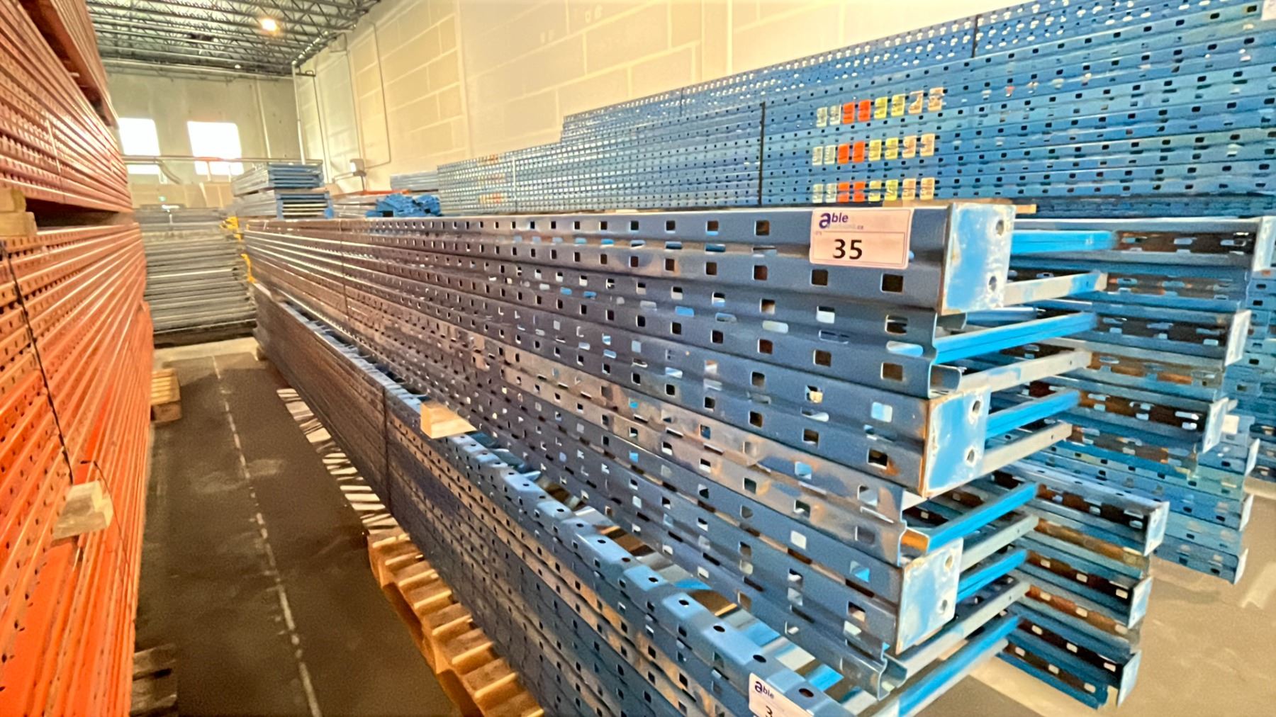 Blue Upright Racking BLUE PALLET RACKING UPRIGHTS (6 PCS.) - APPROX. 21'H X 42