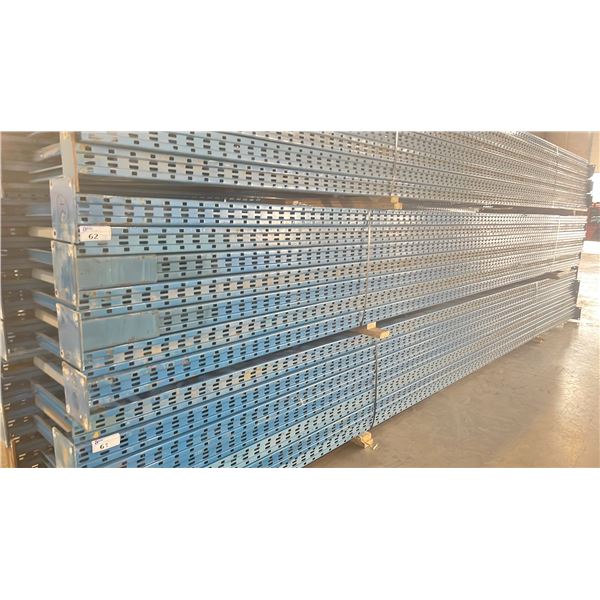 BLUE PALLET RACKING UPRIGHTS (7 PCS.) - APPROX. 24'H X 42"W WITH 8" X 8"