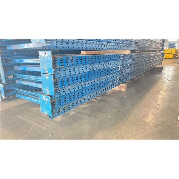 BLUE PALLET RACKING UPRIGHTS (6 PCS.) - APPROX. 24'H X 42"W WITH 8" X 8"