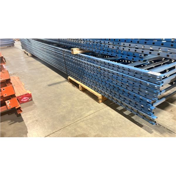 BLUE PALLET RACKING UPRIGHTS (6 PCS.) - APPROX. 22'H X 44"W WITH 5" X 6" X 1/4" BASES