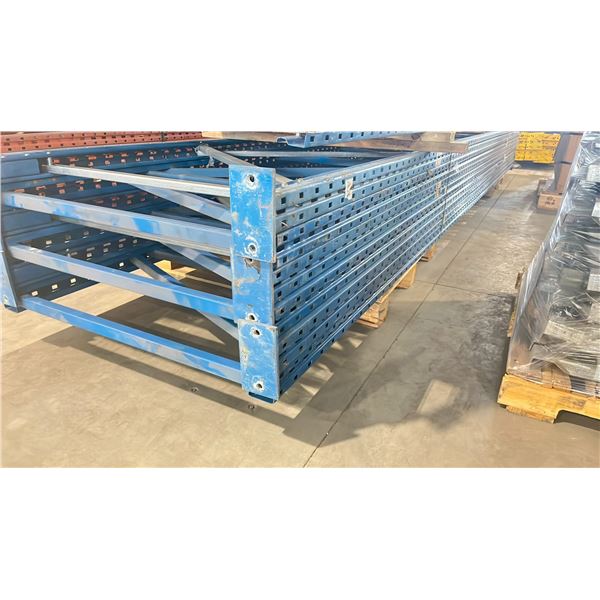 BLUE PALLET RACKING UPRIGHTS (6 PCS.) - APPROX. 20'H X 42" WITH 3" X 7 1/4"