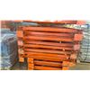 Image 2 : ORANGE PALLET RACKING UPRIGHTS (8 PCS) - APPROX.18'H X 42"W .WITH 3 1/2" X 4" & 4" X 4 1/2" X 1/8"