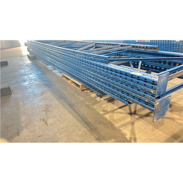 BLUE PALLET RACKING UPRIGHTS (2) 20'H X 44"W (2) 24'H X 42"W (3) 18'H X 42"W