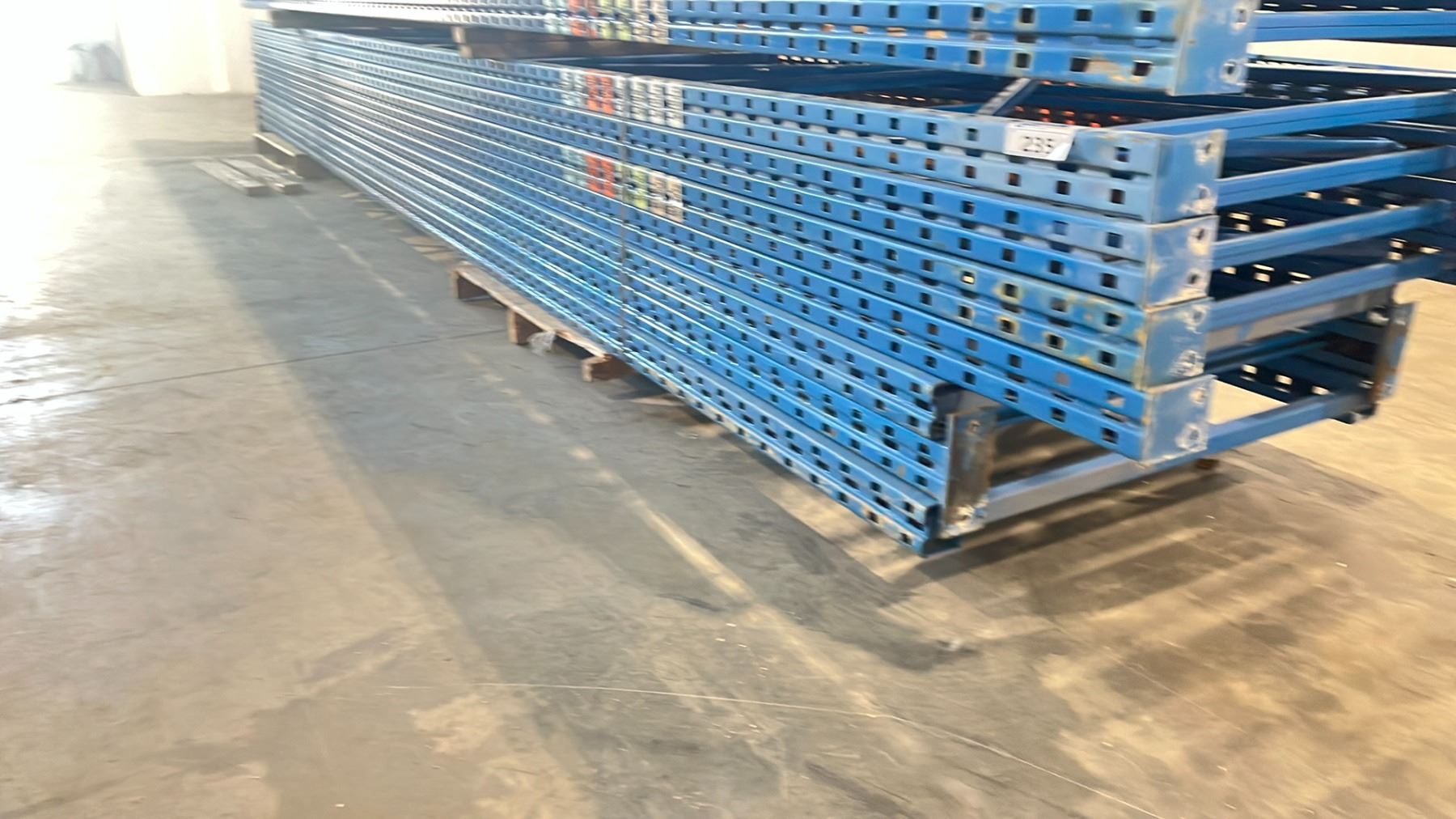 Blue Upright Racking BLUE PALLET RACKING UPRIGHTS (7 PCS.) - APPROX. 20'H X 42