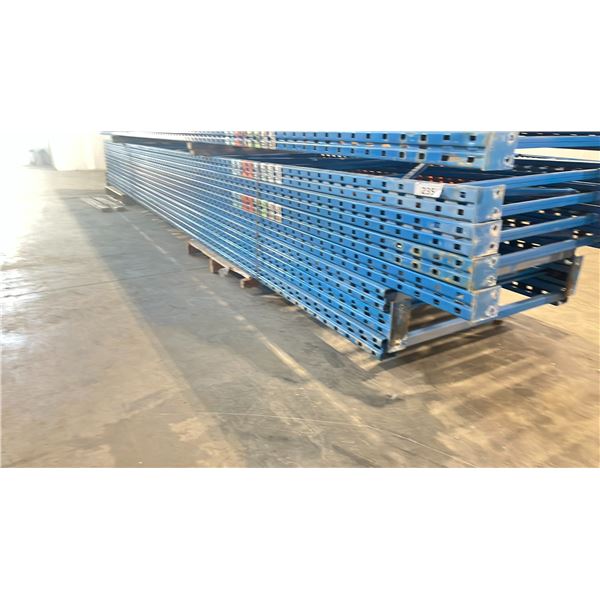 BLUE PALLET RACKING UPRIGHTS (7 PCS.) - APPROX. 20'H X 42"W WITH 7 1/4" X 3"X 3/8"