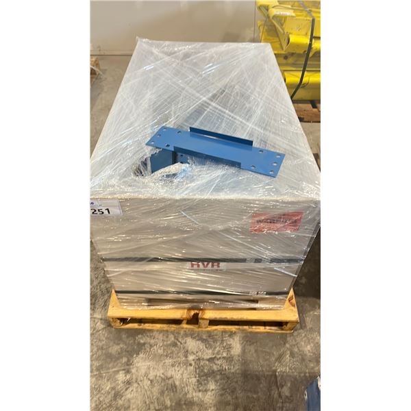 WOODEN CRATE OF BLUE PALLET RACKING 15 1/2" X 4 1/4" CONNECTOR BRACKETS - APPROX. 203 PCS.