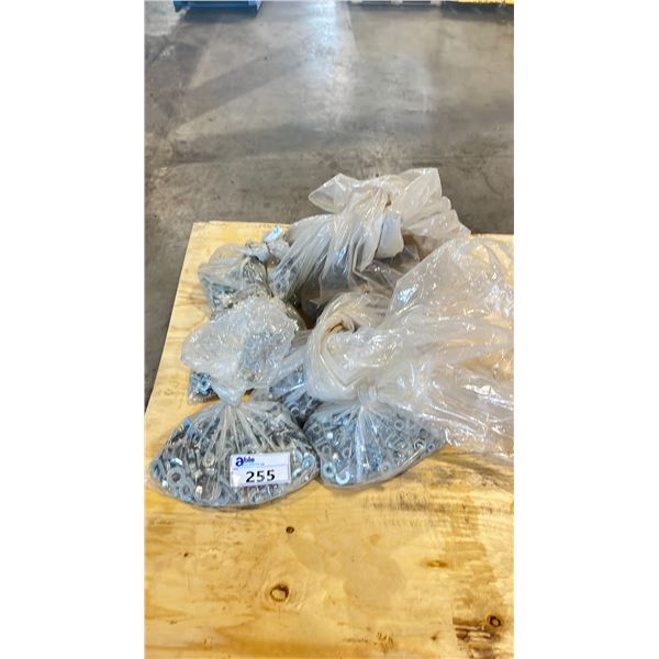 LARGE GROUP OF NUTS, BOLTS, WASHERS AND PALLET RACKING CLIPS