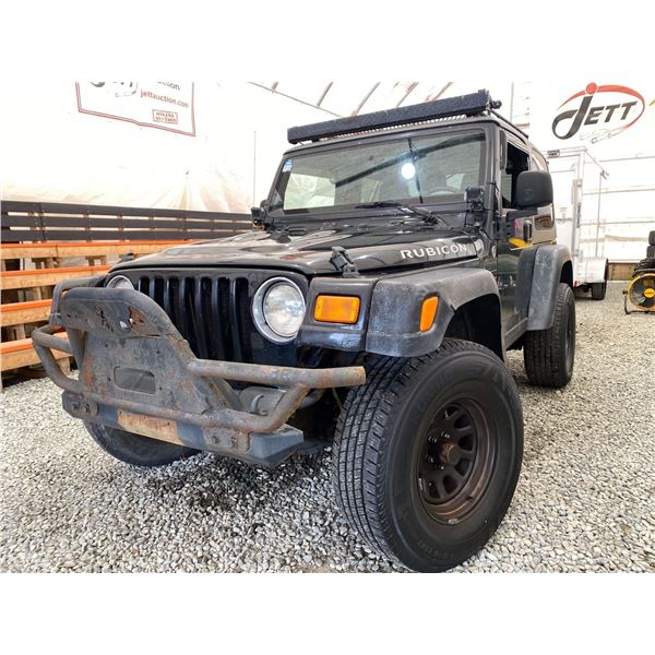 2005 JEEP WRANGLER 4.0L RUBICON, BLACK , 198881 KMS, 4X4. - D371206