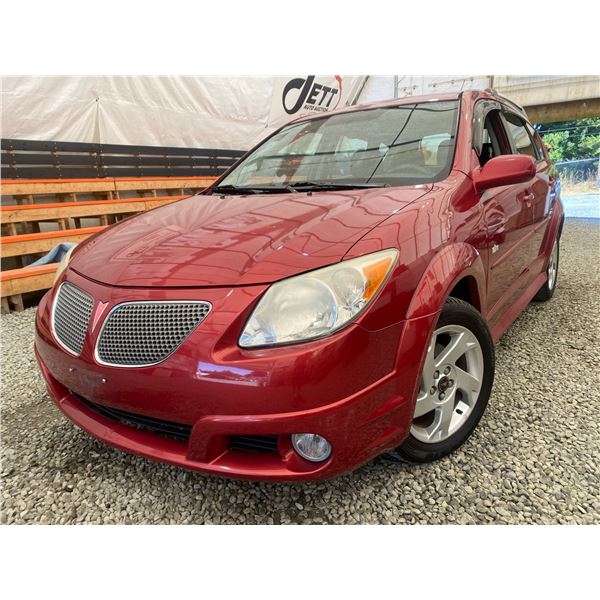 2006 PONTIAC VIBE, RED, 254198 KMS, FRONT WHEEL DRIVE. - D455375