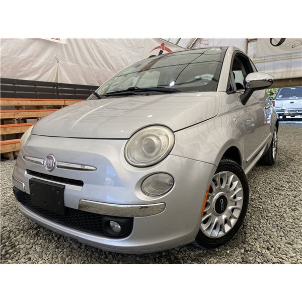 2012 FIAT 500, SILVER, 106212 KMS, FRONT WHEEL DRIVE. - D123301