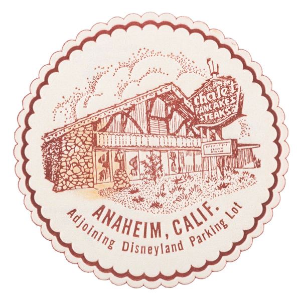 A Chalet Pancake and Steak House Coaster.