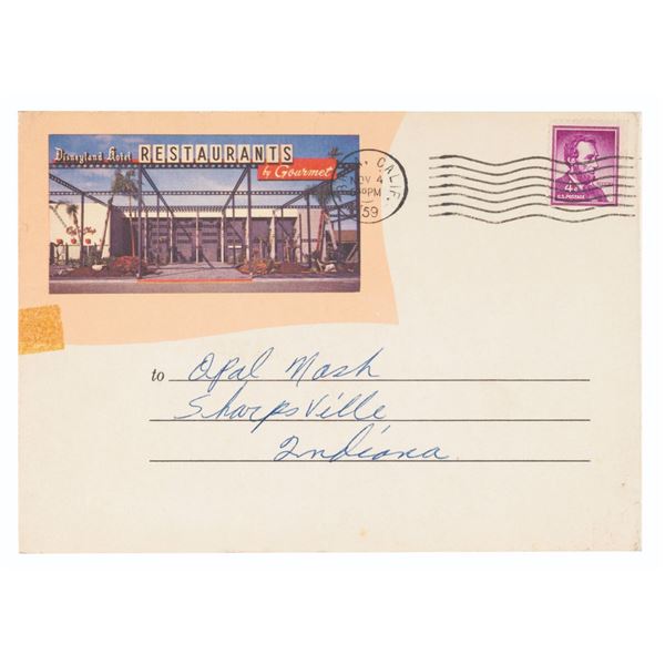 A Tennessee Ernie Ford Signed Disneyland Hotel Menu.