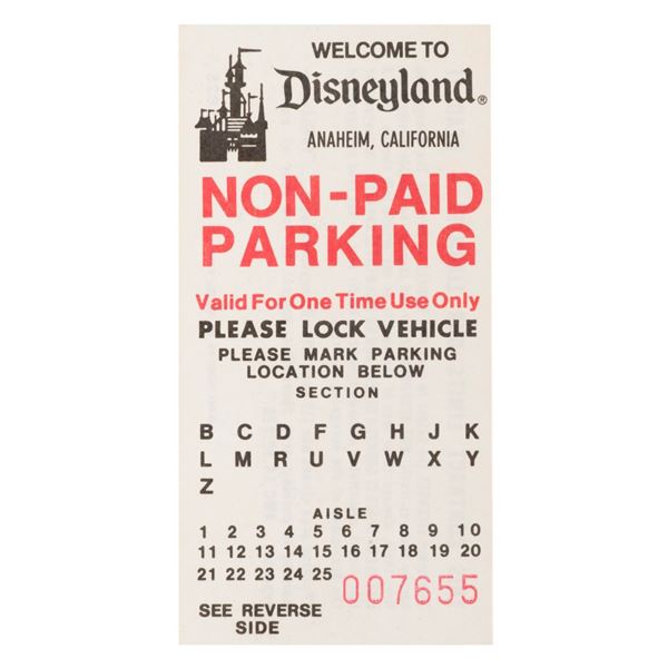 A Disneyland Non-Paid Parking Ticket.