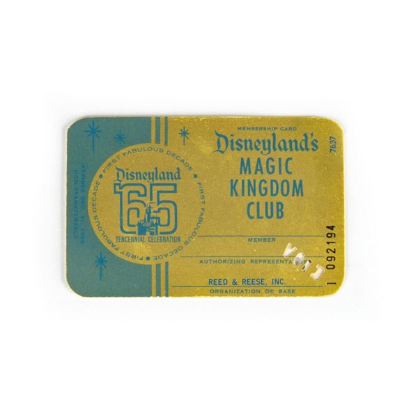 A Tencennial Magic Kingdom Club Membership Card.