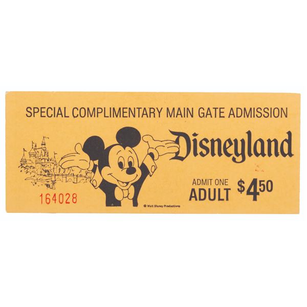 A 1970 Disneyland Complimentary Main Gate Admission.