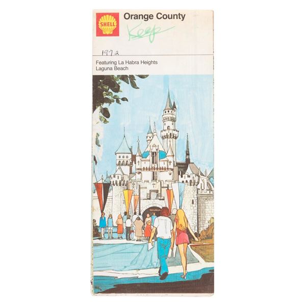 A 1972 Shell Oil Orange County Map with a Disneyland Castle Cover.