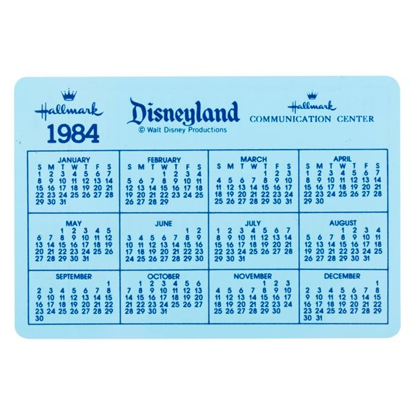 A Disneyland 1984 Wallet Calendar.