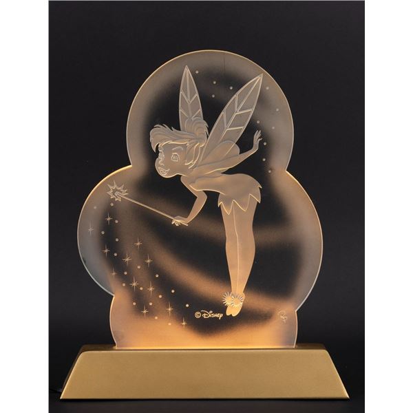 A Tinker Bell Light-Up Etched Glass Plaque.