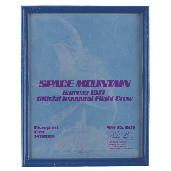 A Disneyland Space Mountain Inaugural Flight Crew Certificate.