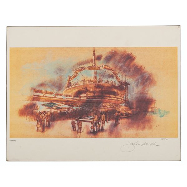 A John Hench Signed PeopleMover and Rocket Jets Print.