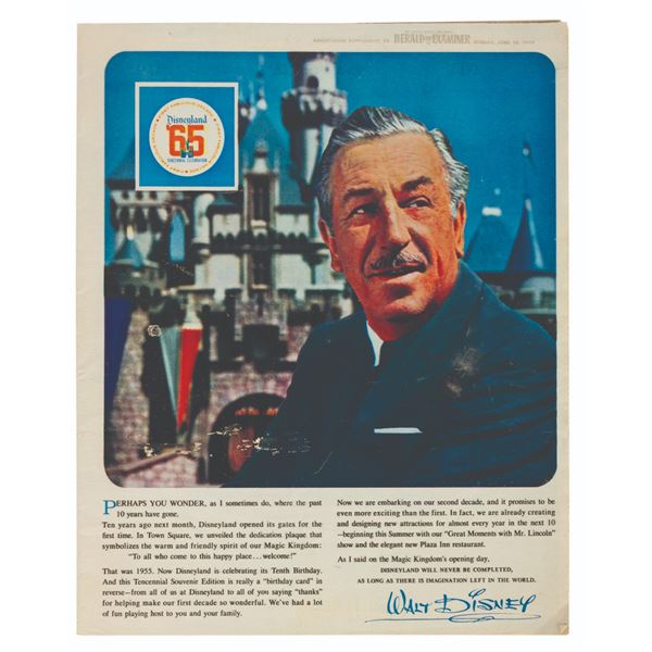 A Disneyland Tencennial Newspaper Supplement.