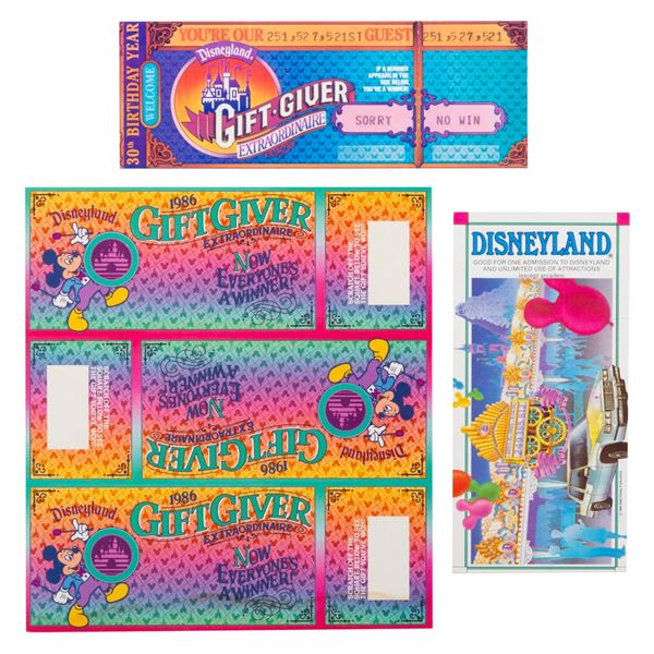 A Disneyland 30th Anniversary Passport and Gift Giver Cards.
