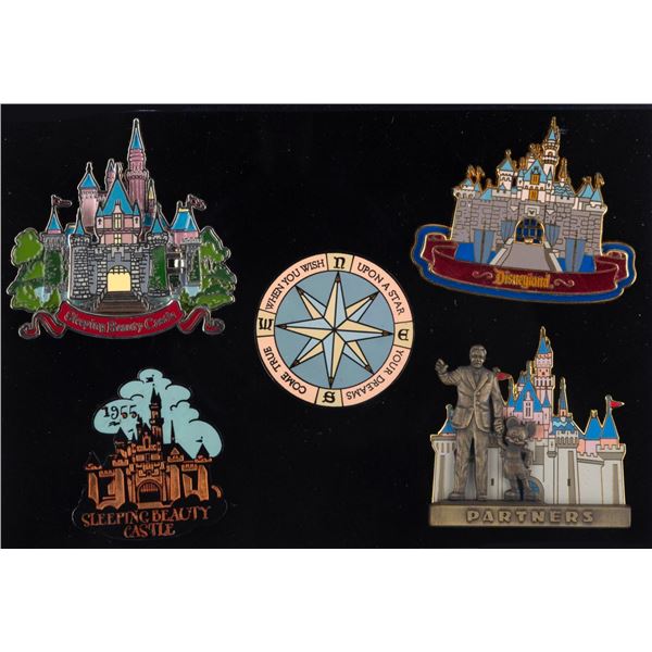A Collection of Sleeping Beauty Castle Pins.