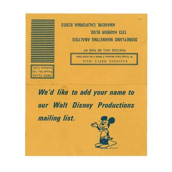 An Early Disneyland Marketing Analysis Card.