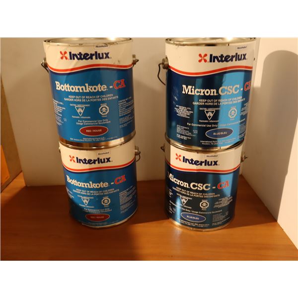 LOT: 4 CANETTES PEINTURE INTERLUX (ROUGE ET BLEU)