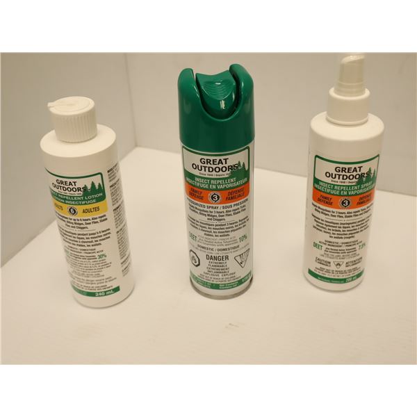 LOT: 30 BOUTEILLES INSECTIFUGE "GREAT OUTDOORS" ASST